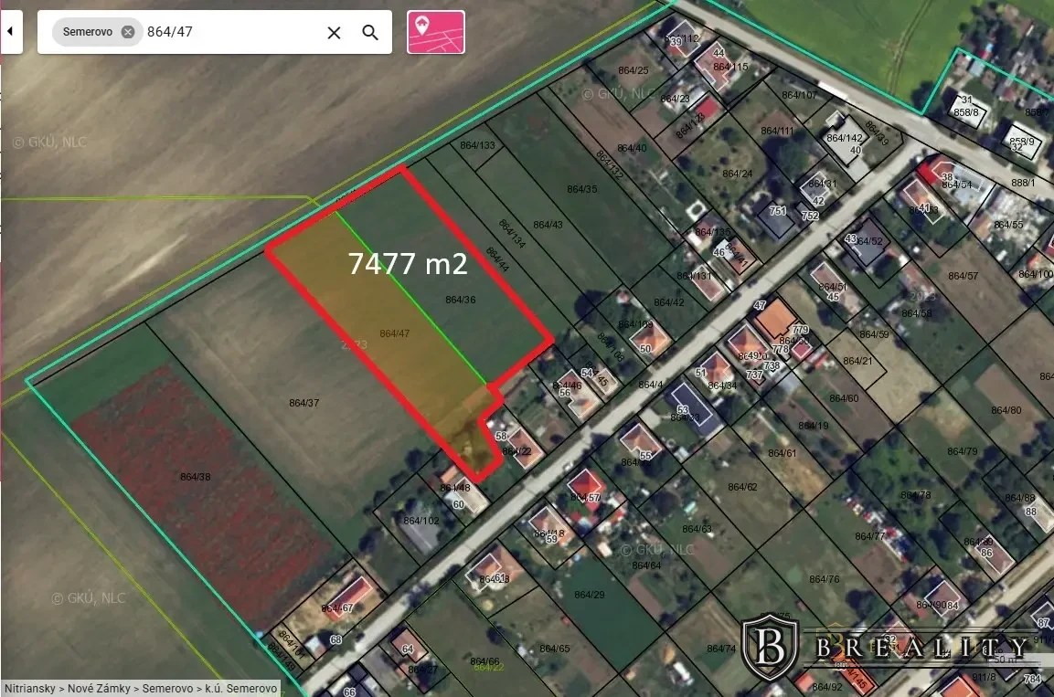 INVESTIČNÉ POZEMKY – SEMEROVO – 7 477 m²